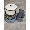 Image 1 : Enamelware Pots and Tea Kettle