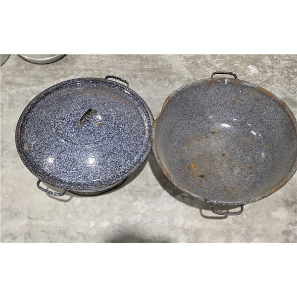 (2) Enamel Dough Pans