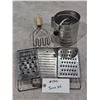 Image 1 : Vintage (3) Grater Set, Sifter, Hand Mixer