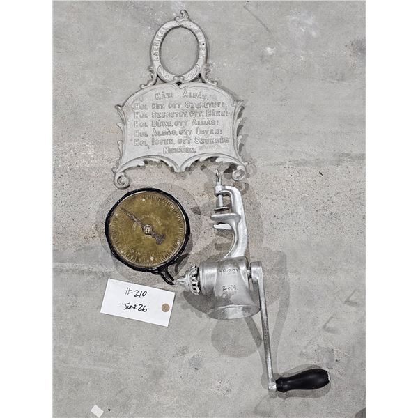 Metal Sign, Vintage Scale, Grinder