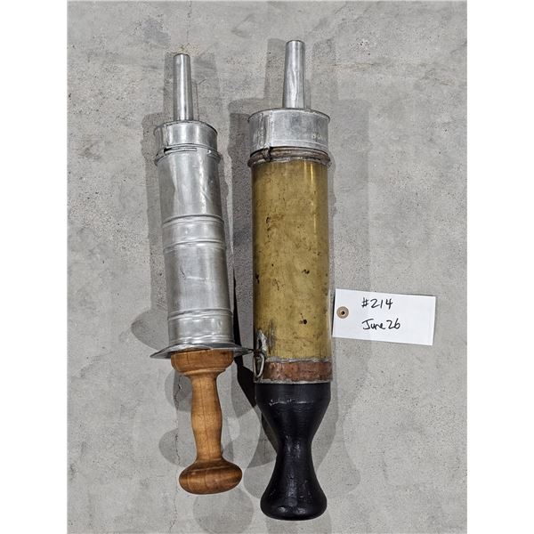 (2) Vintage Handheld Sausage Stuffers