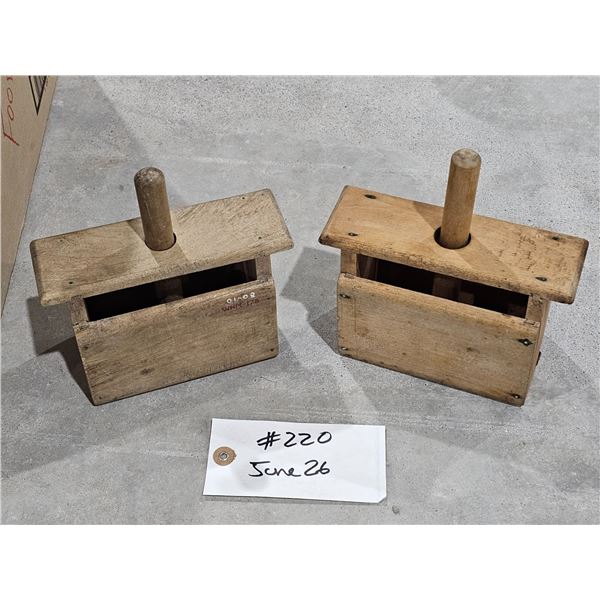 (2) Wooden Butter Presses