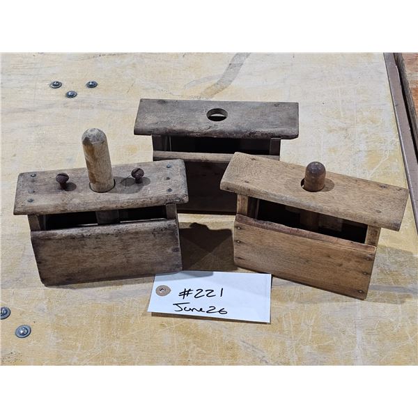 (3) Wooden Butter Presses **One Has Broken Handle