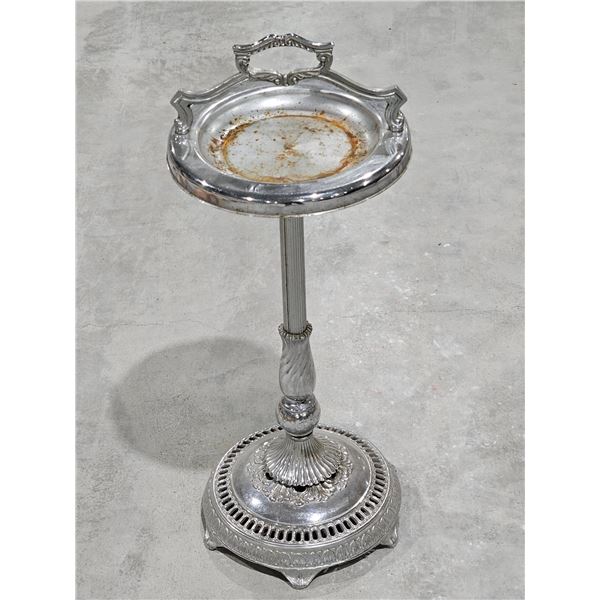 Vintage Chrome Floor Ashtray, 28” Tall, “CIRCLE TORONTO”