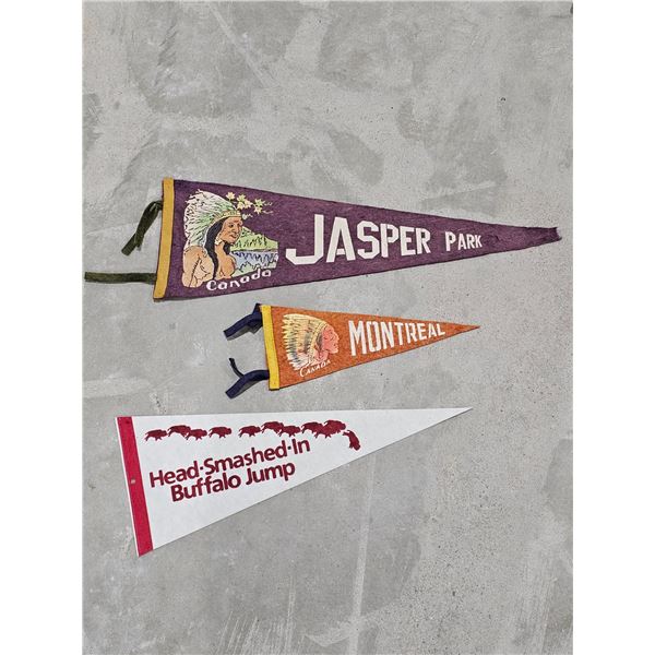 (3) Vintage Souvenir Felt Pennants