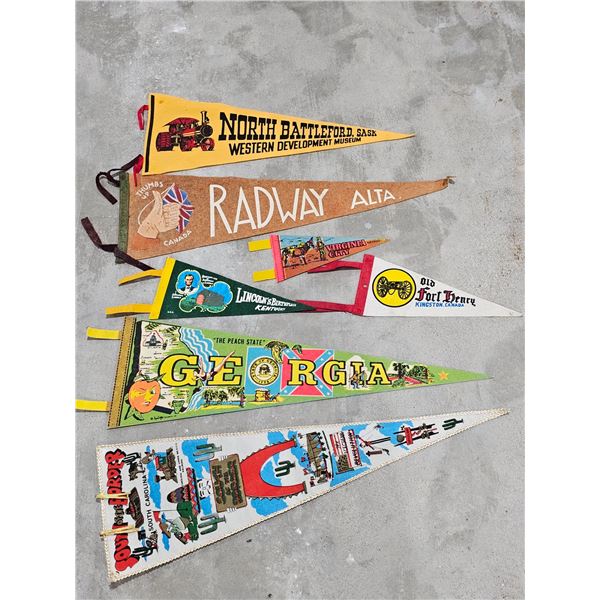 (7) Vintage Souvenir Felt Pennants