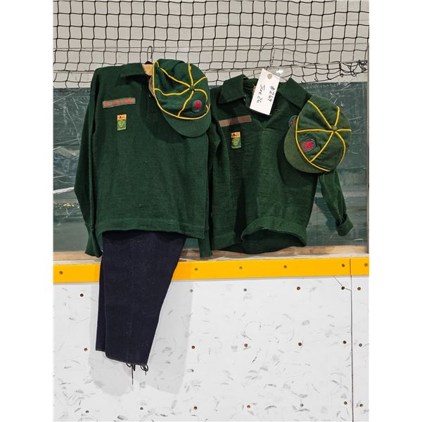 (2) Vintage Sask Boy Scout/Wolf Cub Uniforms inc. (2) Sweaters, (2) Hats, (1) Wool Pants