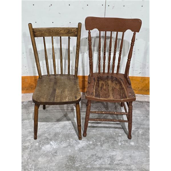 (2) Antique Chairs – One with Press Back design