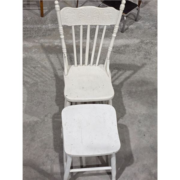 White Chair and Stool, 34”