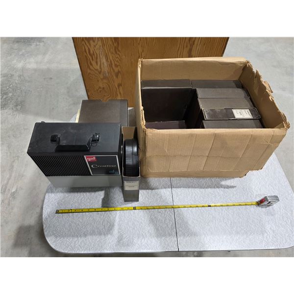 GAF Crestline 35mm slide projector and Slide Trays