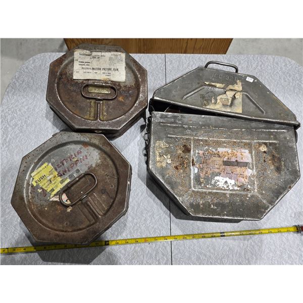 (3) Antique Film Reel Cases