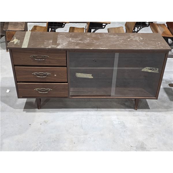 Vintage Buffet w/Sliding Glass – 59”x 16”x 31”H