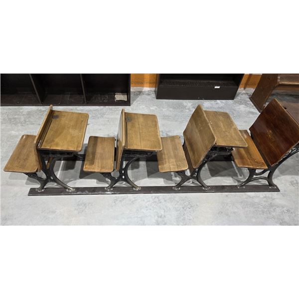 Row of Antique School Desks