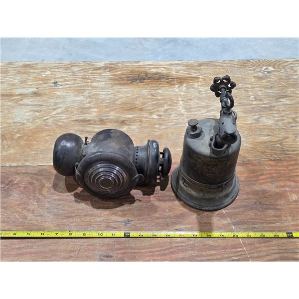 Antique Head Light and Blow Torch