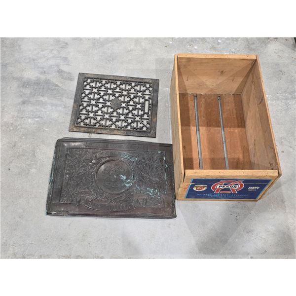 Vintage Wooden Pear Crate, Antique Grate, 1927 Confederation Diamond Jubilee Plaque