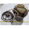 Image 1 : Antique Bucket w/ Pulley & Rope, Papers