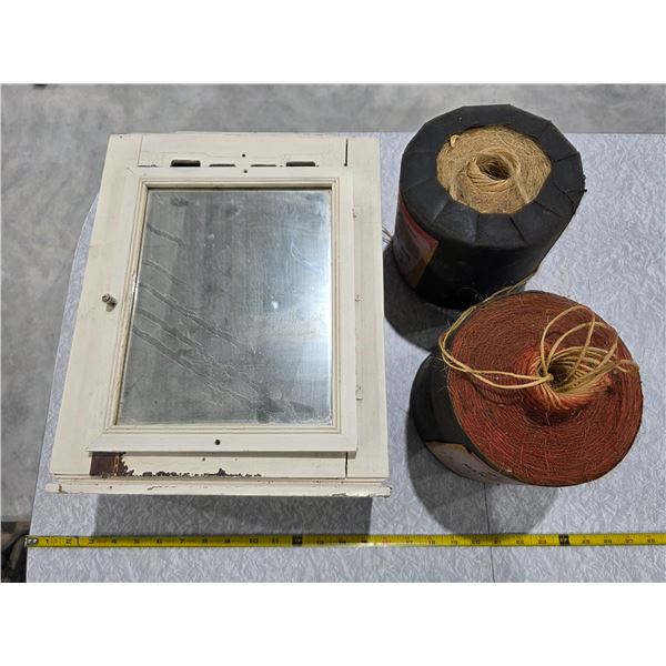 (2) Rolls of Antique Twine & Cabinet