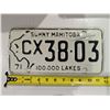 Image 1 : Vintage Manitoba License Plate 71' CX 38-03