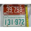 Image 1 : (2) Vintage Sask/New Brunswick License Plates 1964