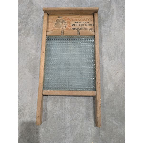 Vintage Canadian Chief Wood And Glass Washboard Made in Vancouver