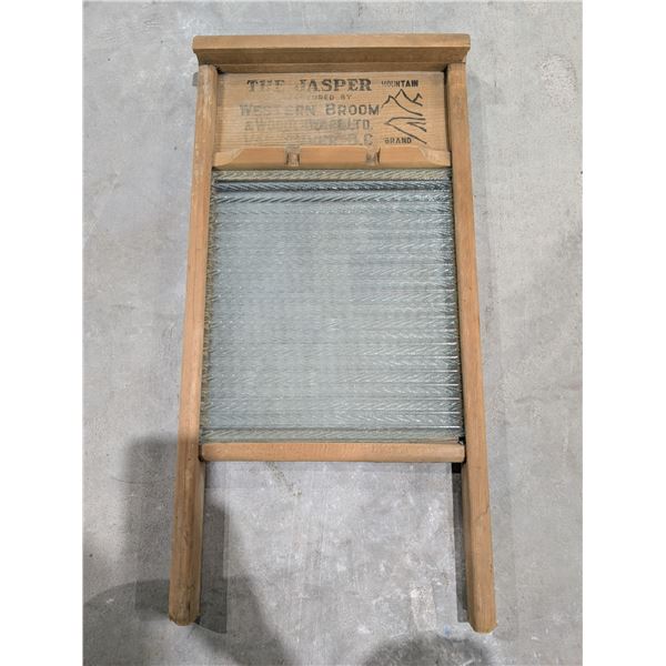 Vintage Canadian The Jasper Wood And Glass Washboard