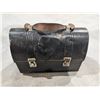 Image 1 : Vintage tin metal Lunch Box w/ Leather handle