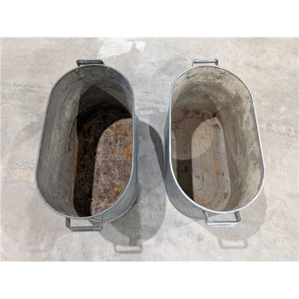 (2) Vintage Galvanized Tubs 25x12x12"