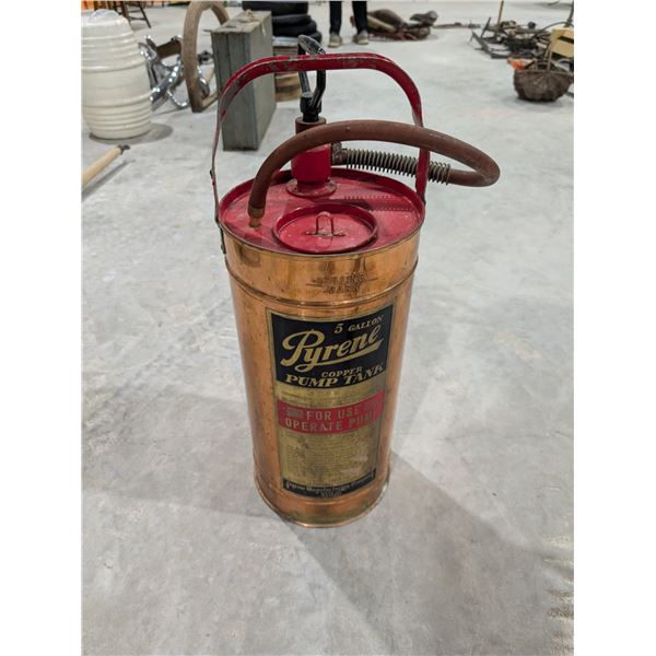 Vintage 5 Gal Pyrene Copper Pump tank