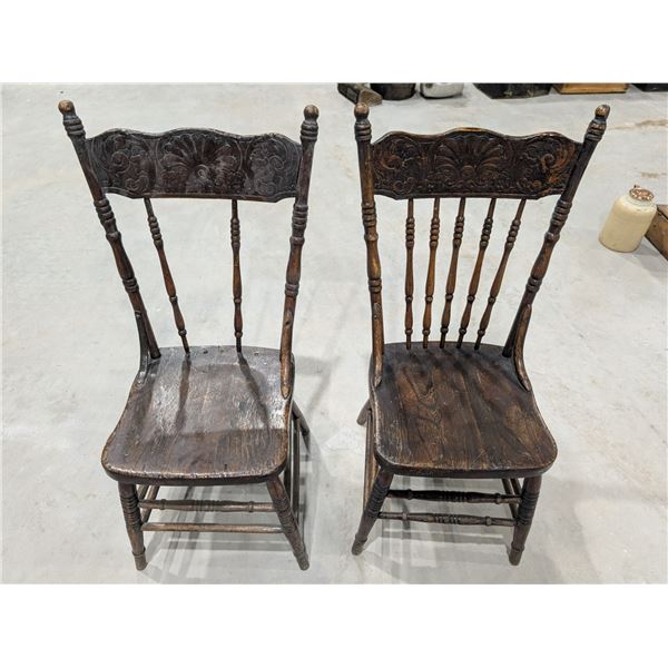 (2) Vintage Press back Chairs