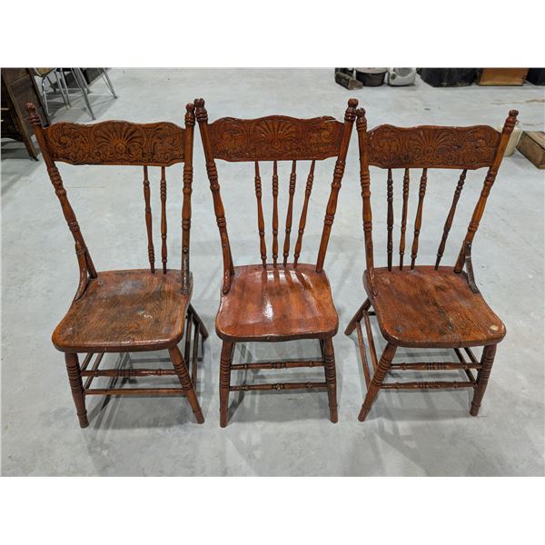 (3) Vintage Press back Chairs