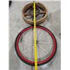 Image 2 : vintage wooden pulley and metal bicycle wheel