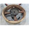 Image 3 : vintage wooden pulley and metal bicycle wheel