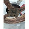 Image 4 : vintage wooden pulley and metal bicycle wheel
