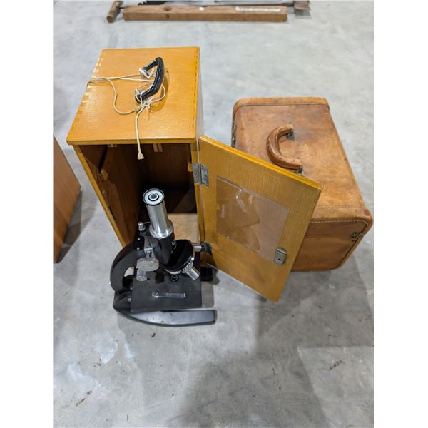 ERMA Optical Works No.23914 Tokyo Microscope w/ box and Vintage Suitcase