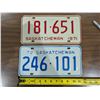 Image 1 : (2) Vintage Sask License Plates 1971-72