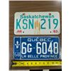 Image 1 : (2) Vintage Sask and Quebec License Plates 1968 and 1983