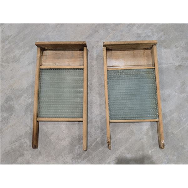 (2) Vintage Wood and glass Washboards
