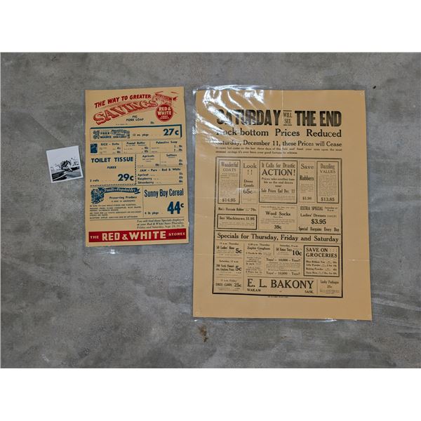 (2) Vintage Wakaw Sale Advert Flyers