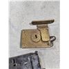 Image 3 : Antique Cast Iron Rim Locks & Brass Trunk Hardware Lot