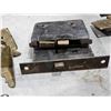 Image 6 : Antique Cast Iron Rim Locks & Brass Trunk Hardware Lot