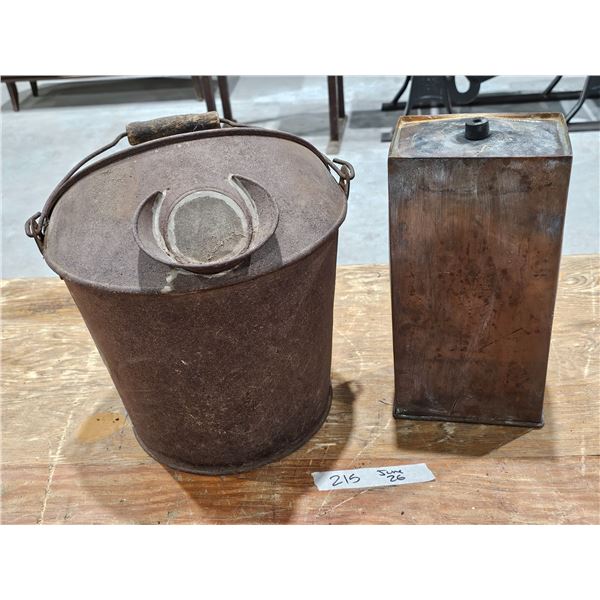 Antique Metal Cream Bucket, Copper Water Reservoir
