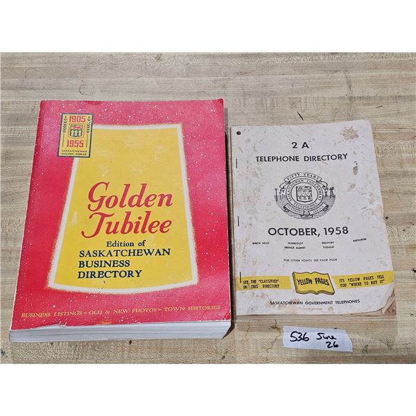 1955 Saskatchewan Business Directory, 1958 Sask. Telephones Directory