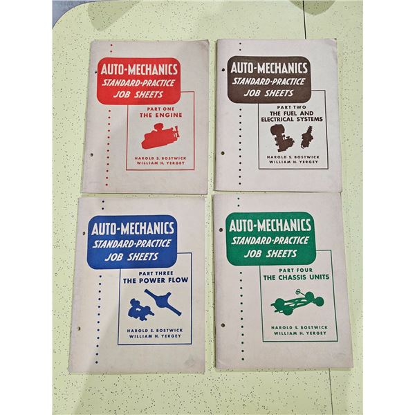 (4) Vintage “Auto-Mechanics Standard Practice Job Sheets” Volumes 1-4
