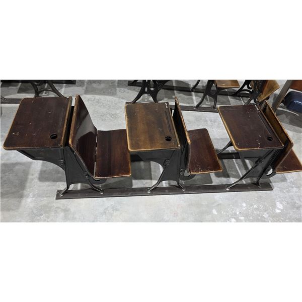 Row of Antique School Desks