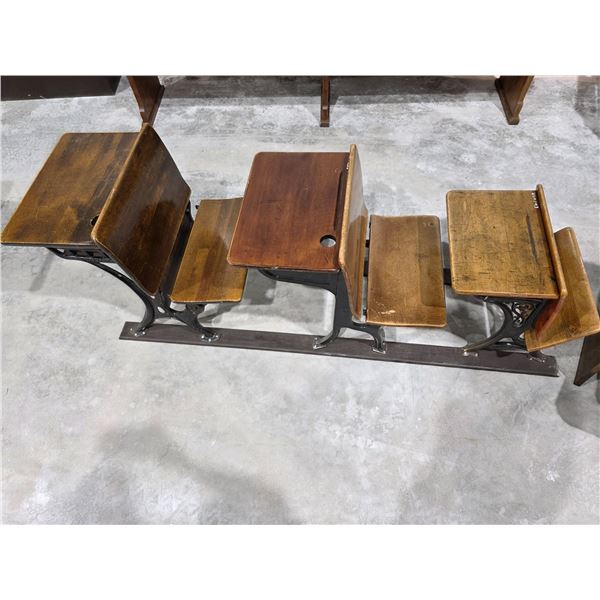 Row of Antique School Desks