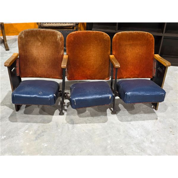 Antique Movie Theatre Seats, 65”L