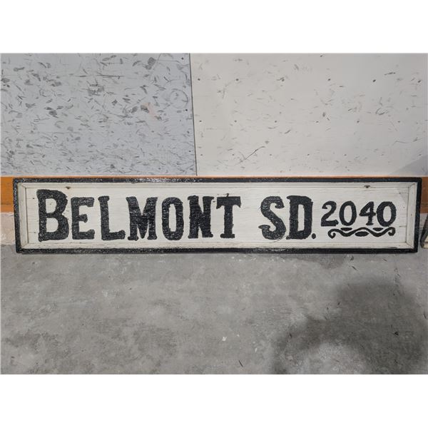 vintage Wood Belmont SD 2040 Sign 68x14"