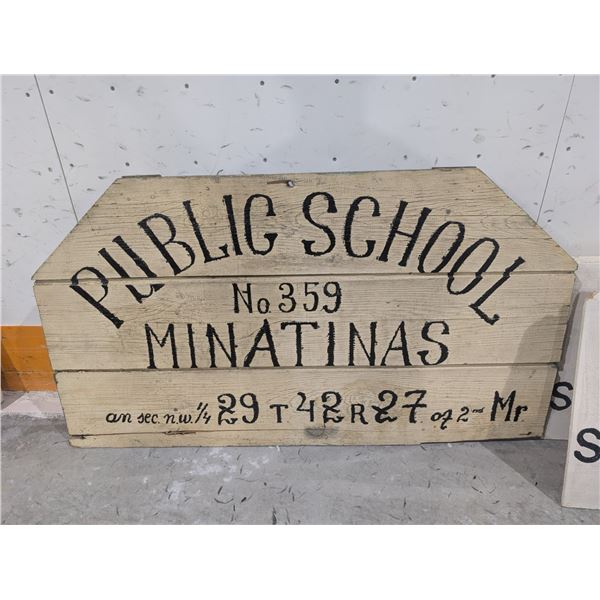 Vintage Public School No359 Minatinas Wood Sign 26.5x47"