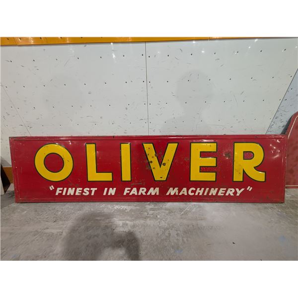 Vintage Oliver "Finest in farm machinery" Tin Sign 96x24.5"