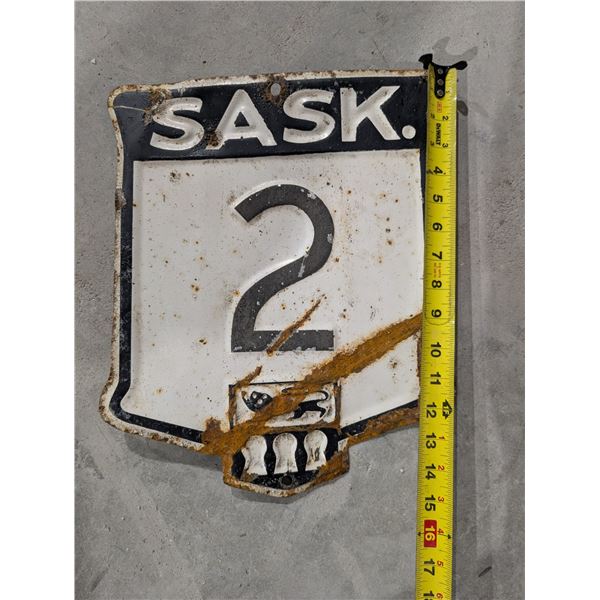 Antique SASK 3 Highway Sign 15x12
